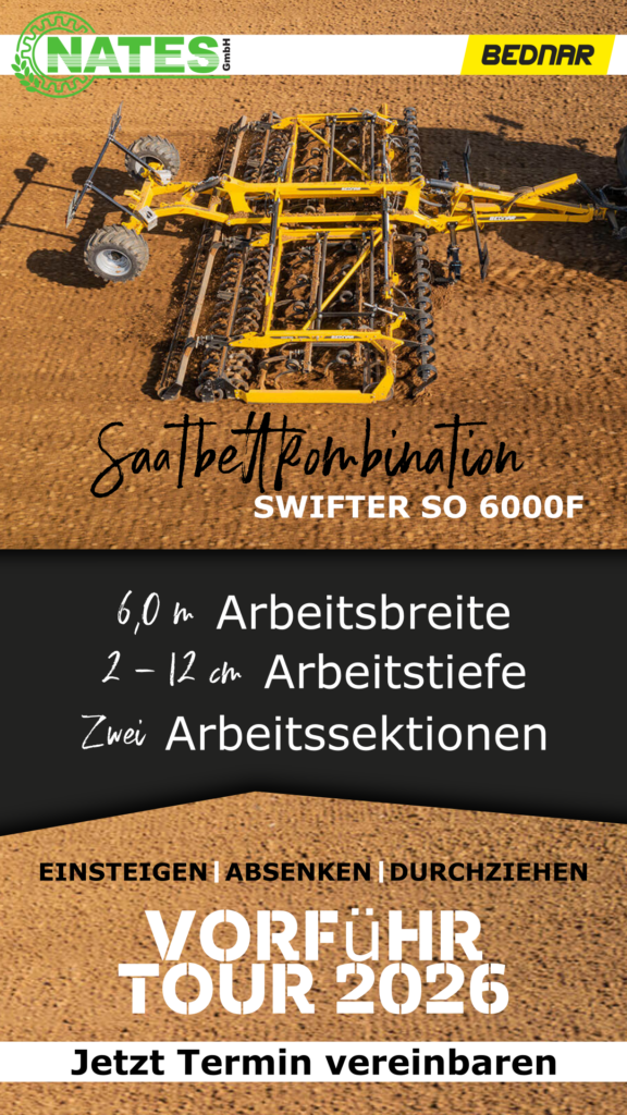 Die Asstbettkombination SWIFTERDISC SO 6000F im Einsatz zur Vorführtour 2026.