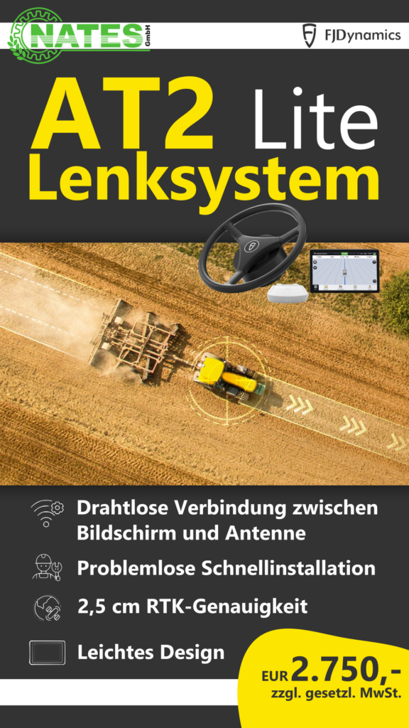 Vorstellung des FJD AT2 lite Lenksystems für Traktoren. Die Verbindung zwischen Bildschirm und Antenne ist drahtlos, es lässt sich problemlos Schnellinstallieren und es ist RTK genau.