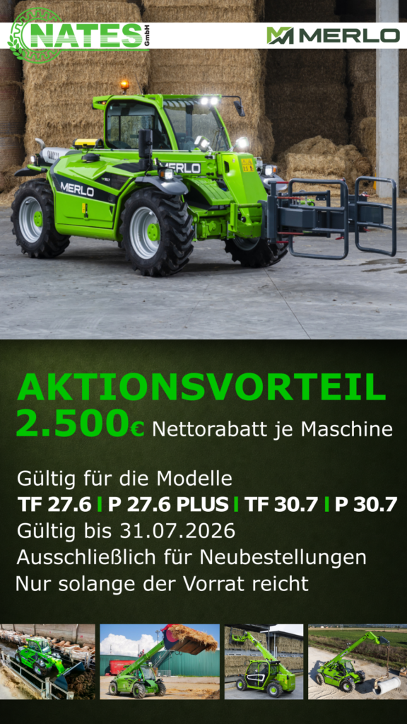 Aktionsangebot der Firma Merlo - 2.500 € Nettorabatt auf verschiedene Modelle.