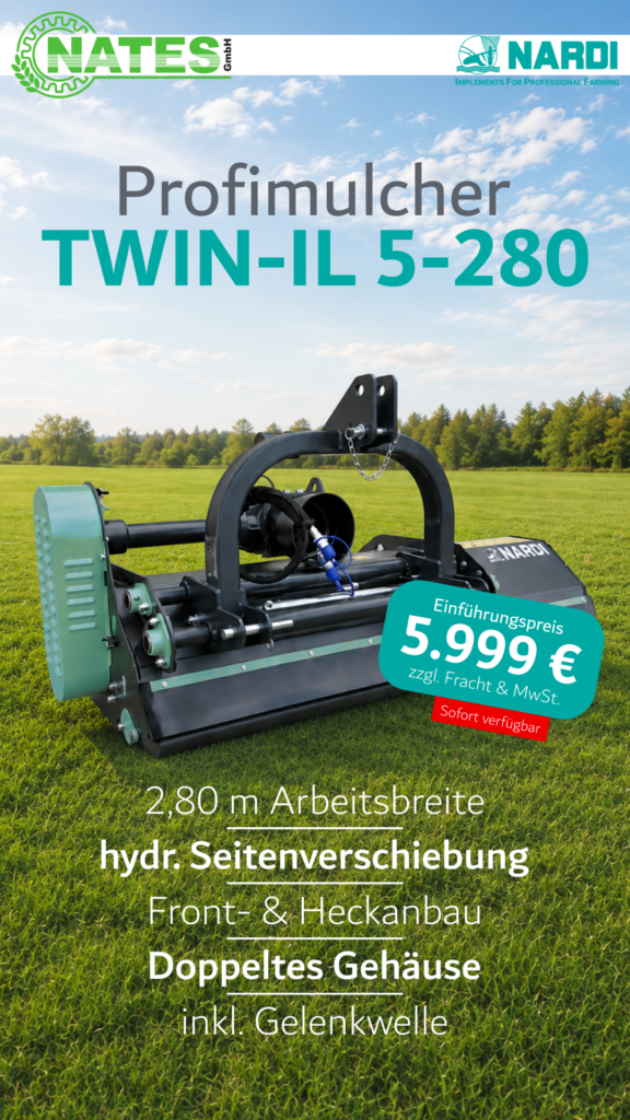 Einführungspreis von 5.999 € für den Profimulcher TWIN-IL 5-280 der Firma NARDI.